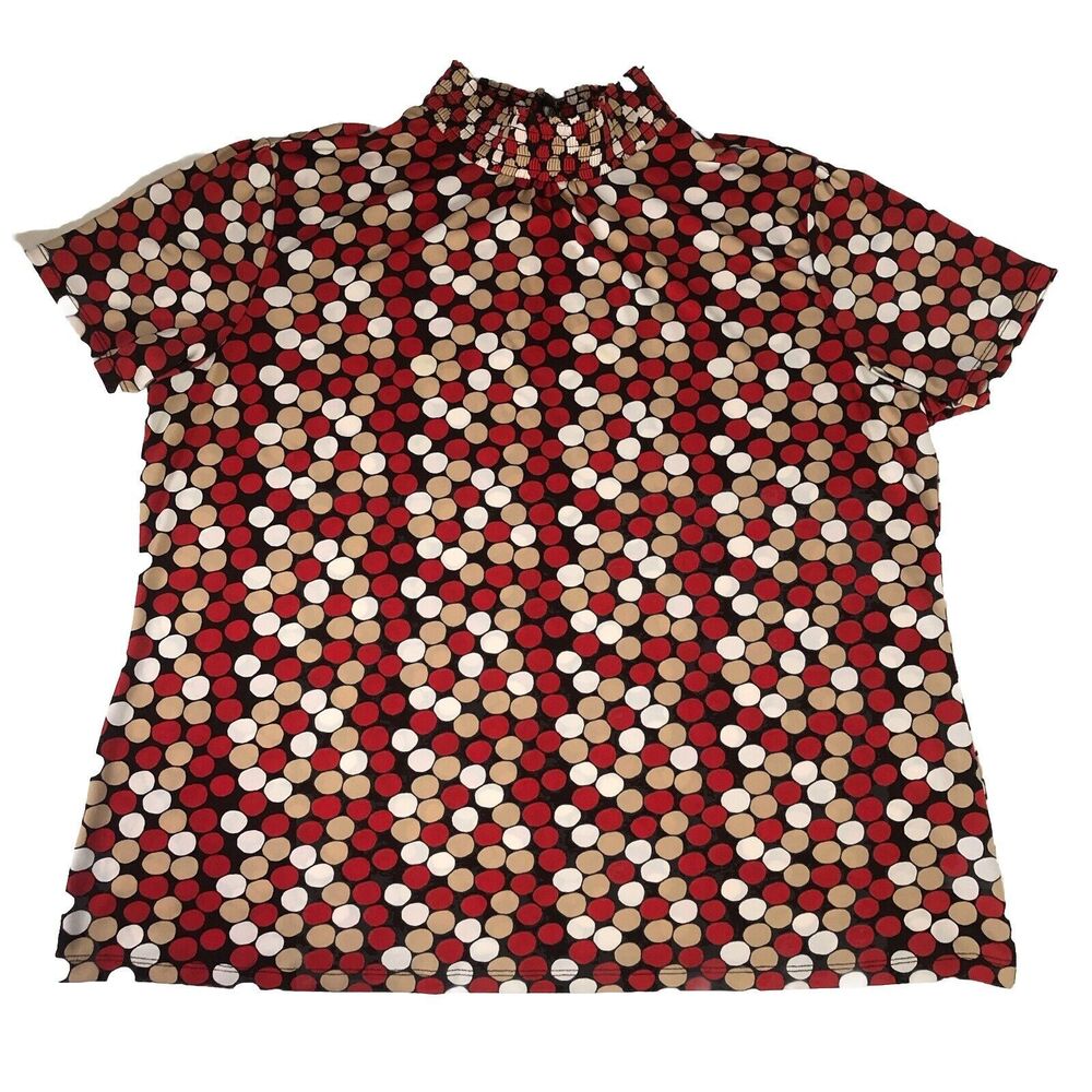 Women’s Polka Dot Ruched Mock Neck Back Keyhole Size Large / XL?